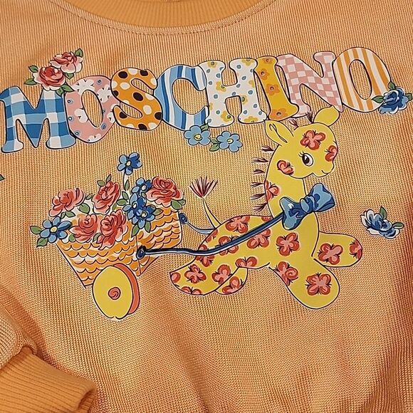 Moschino Sweatshirt Girl's 5 Years Peach Cotton Designer Luxury Stylish Comfy - Picture 9 of 9